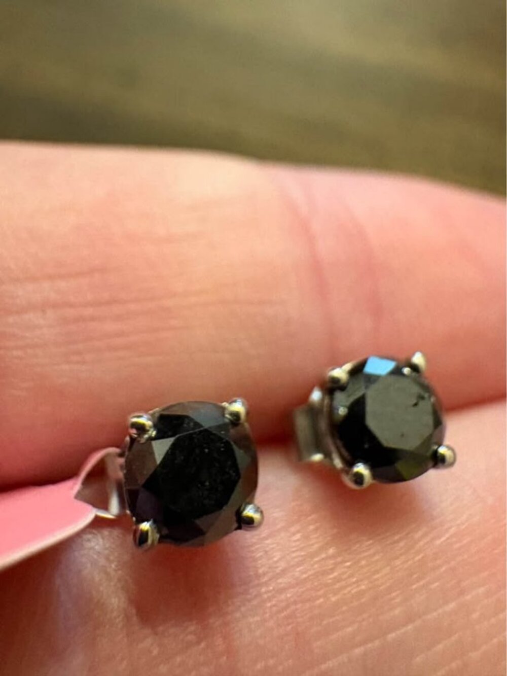 1.50 CTTW Natural Black Diamond Sterling Silver Stud Earrings